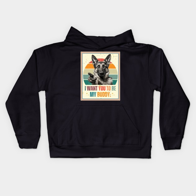 German Shepherd i want you pointing style Kids Hoodie by NivestaMelo